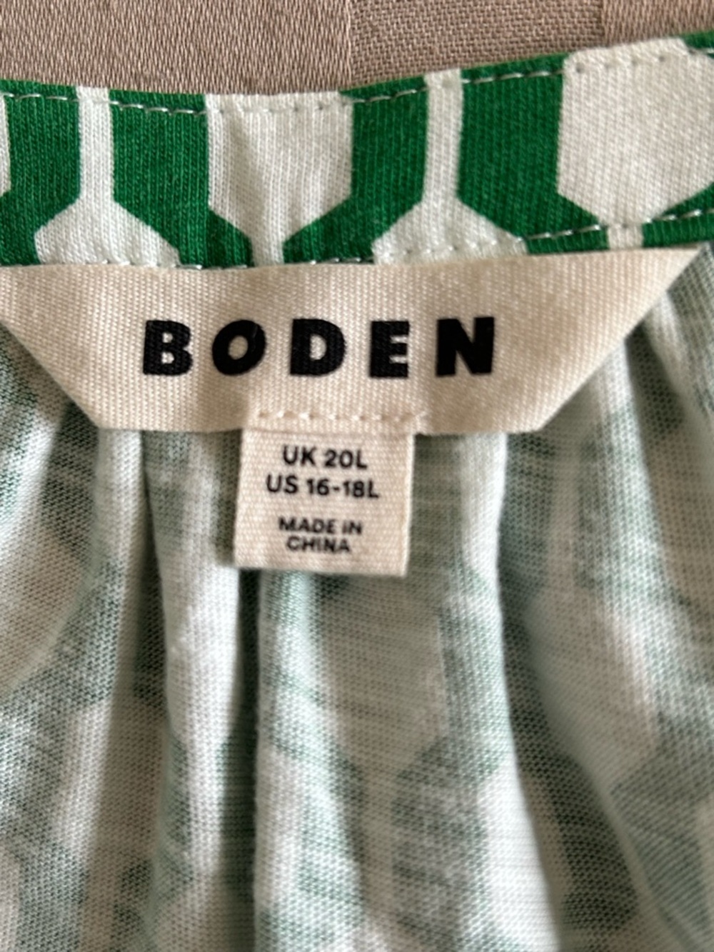 Boden Short Sleeve Jersey Dress in Rolling Hills Geo Azure Print - Picture 9 of 13